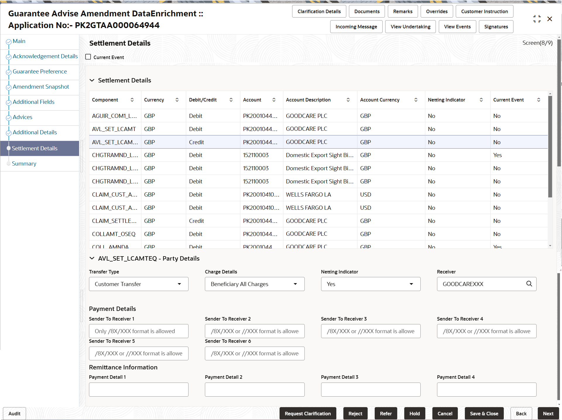 Description of desettlementdetails.png follows Description of desettlementdetails.png follows