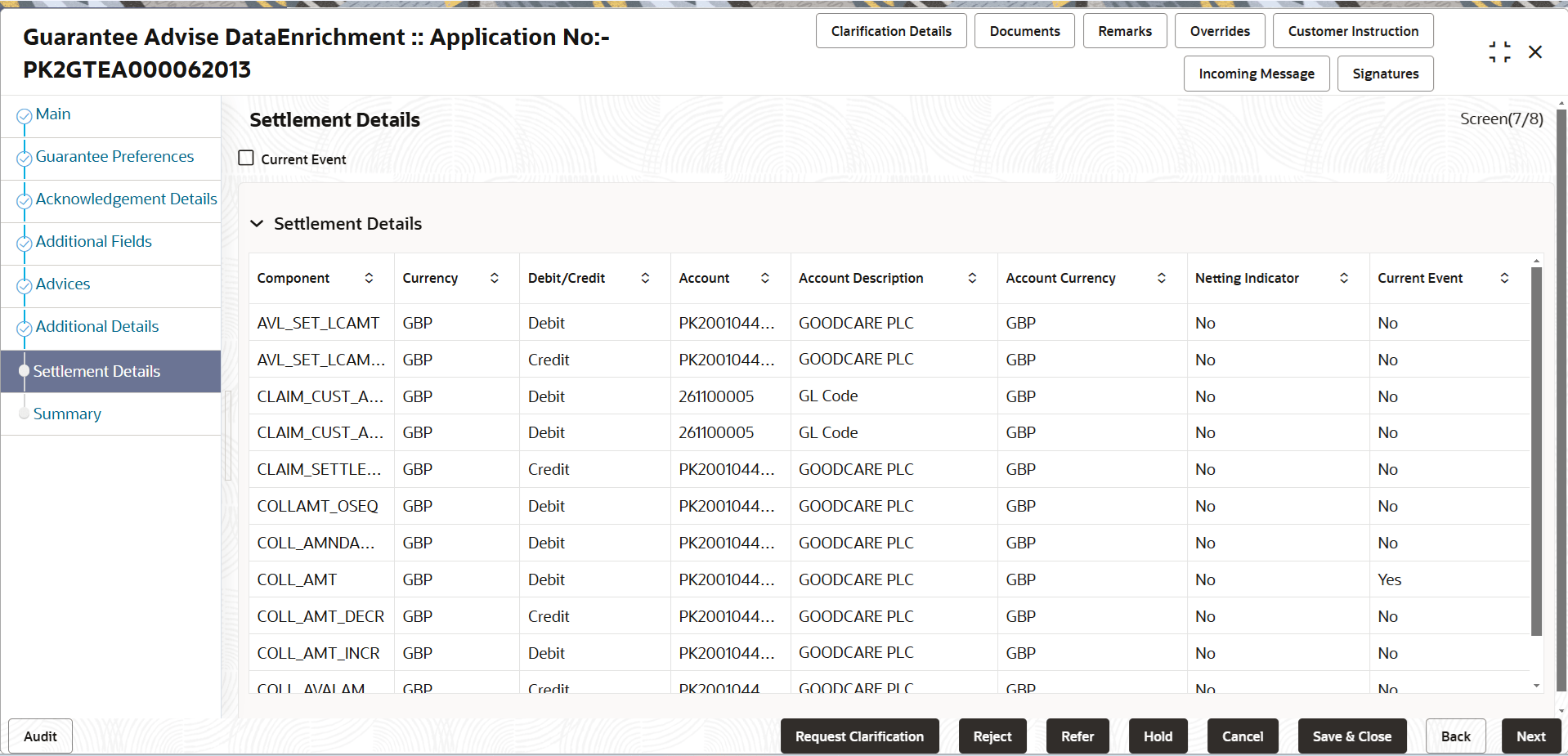 Description of desettlementdetails.png follows