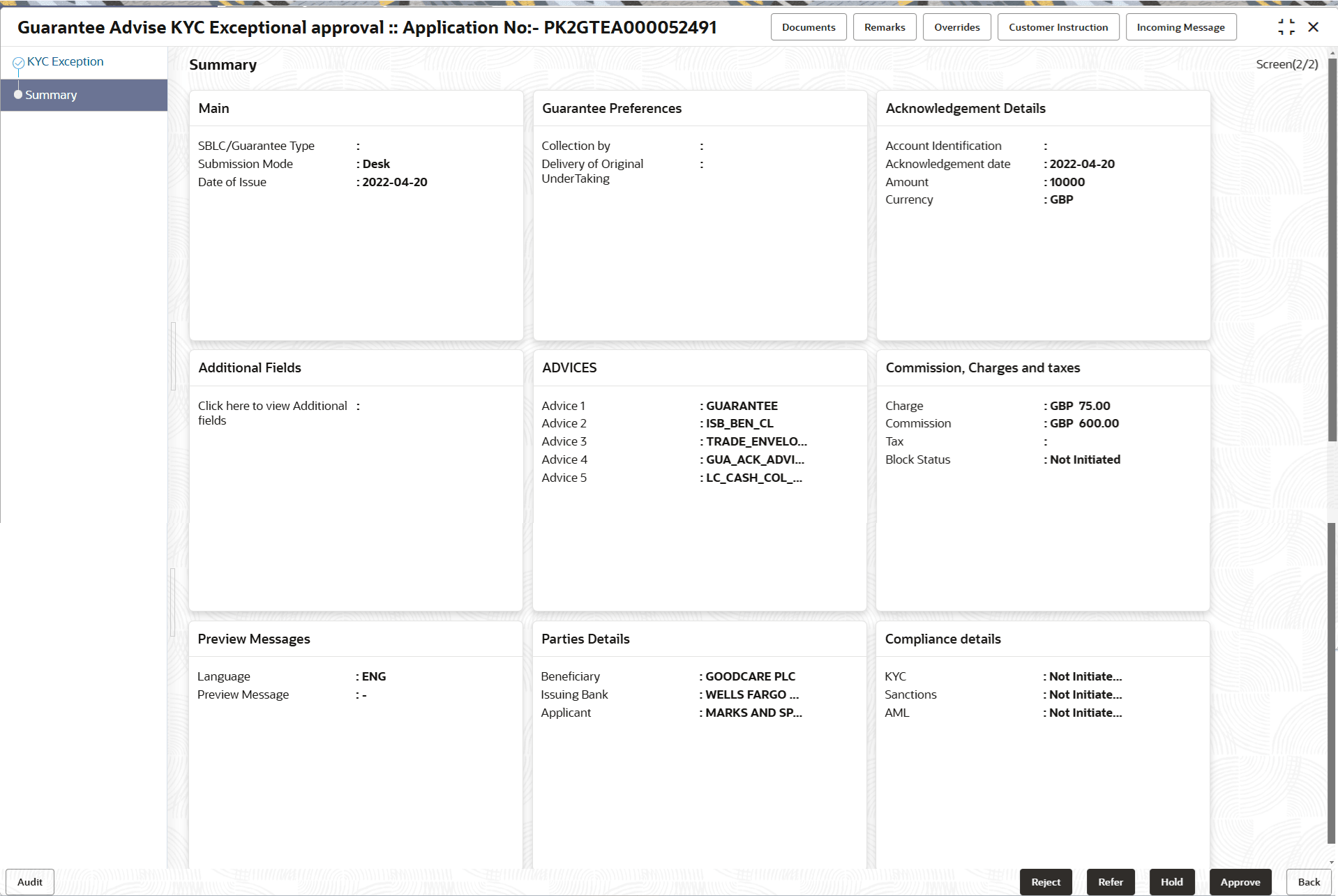 Exception - Know Your Customer (KYC) Summary Exception - Know Your Customer (KYC) Summary