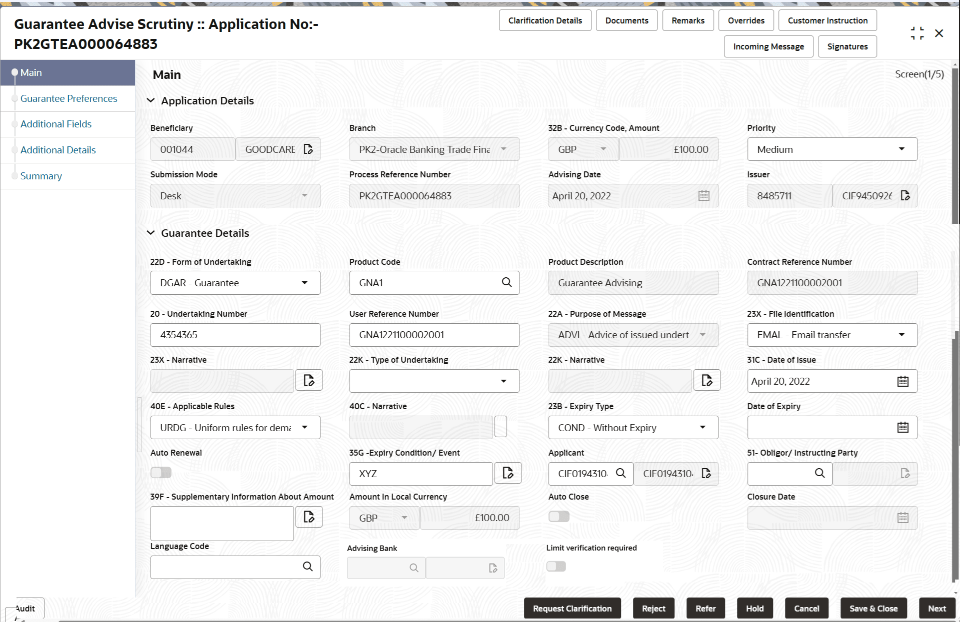 Description of scrutinymainapplicationdetails.png follows Description of scrutinymainapplicationdetails.png follows