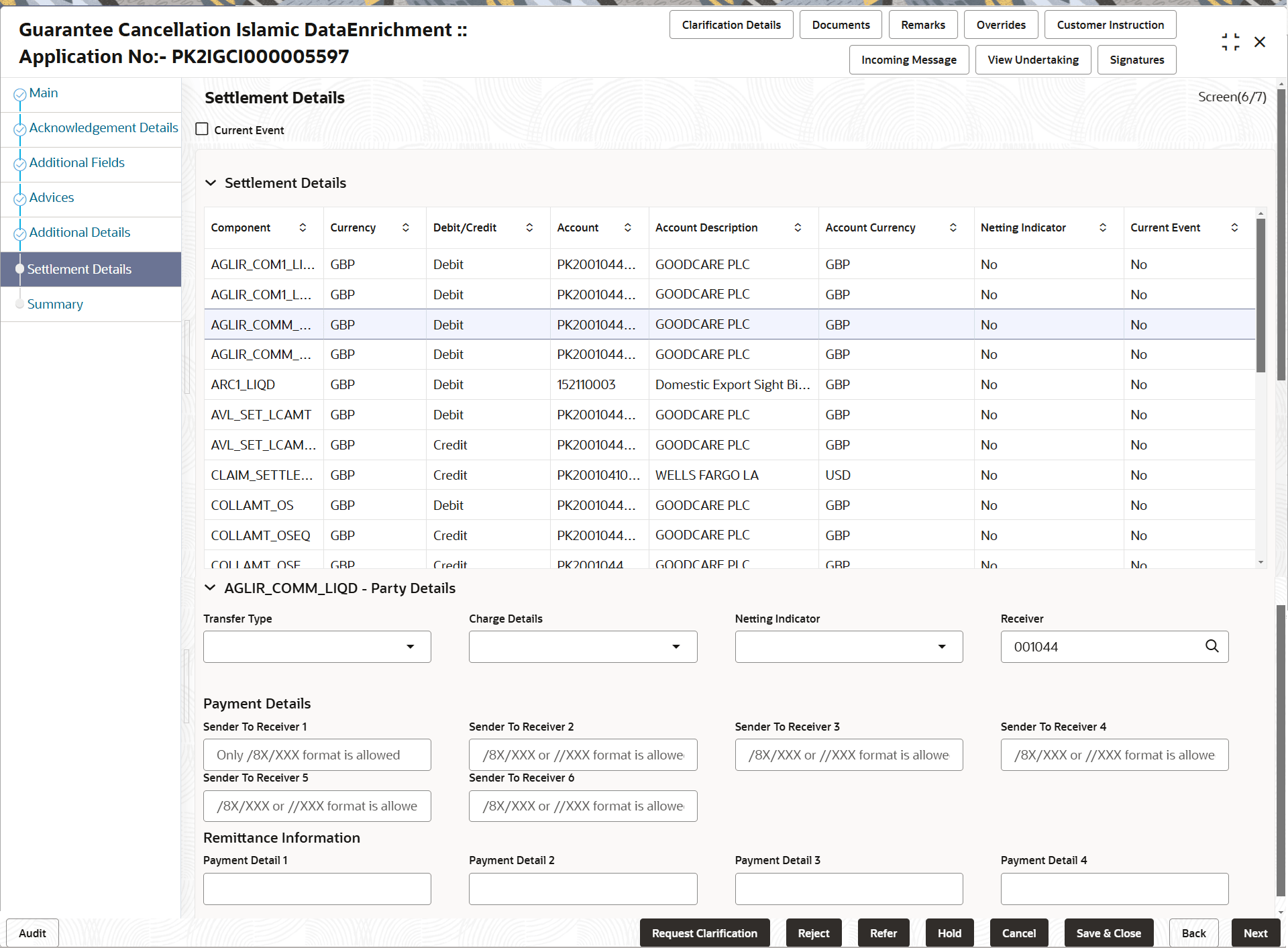 Description of desettlementdetails.png follows Description of desettlementdetails.png follows