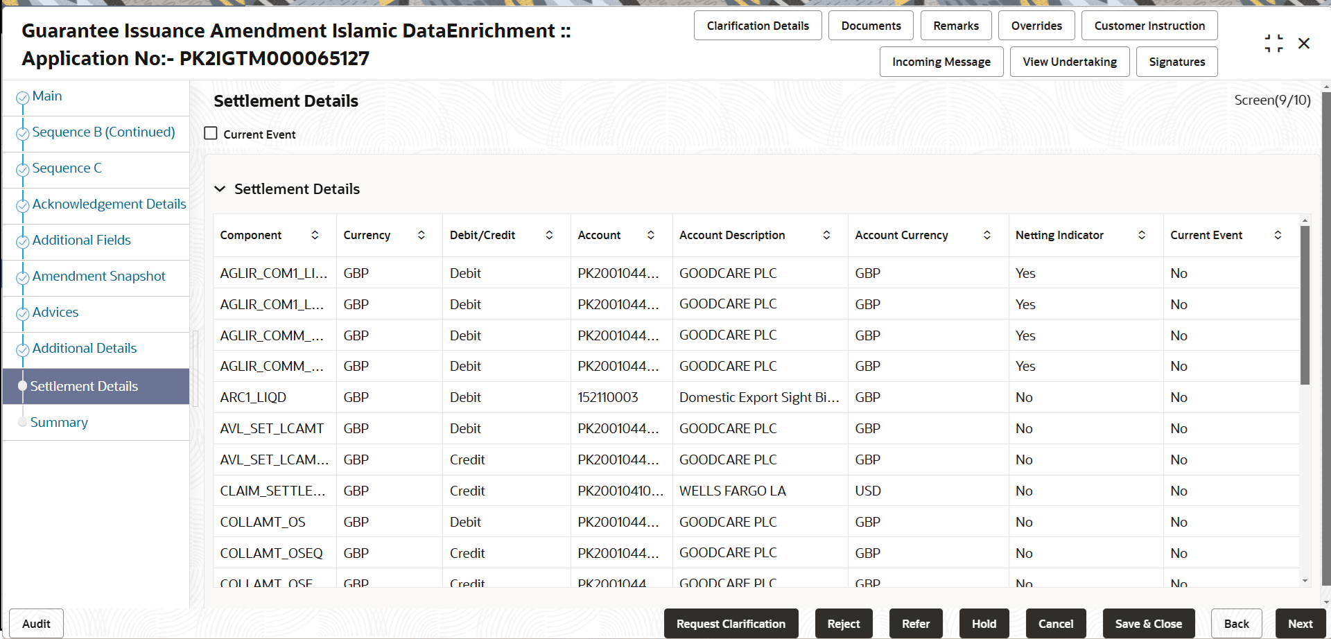 Description of desettlementdetails.png follows Description of desettlementdetails.png follows