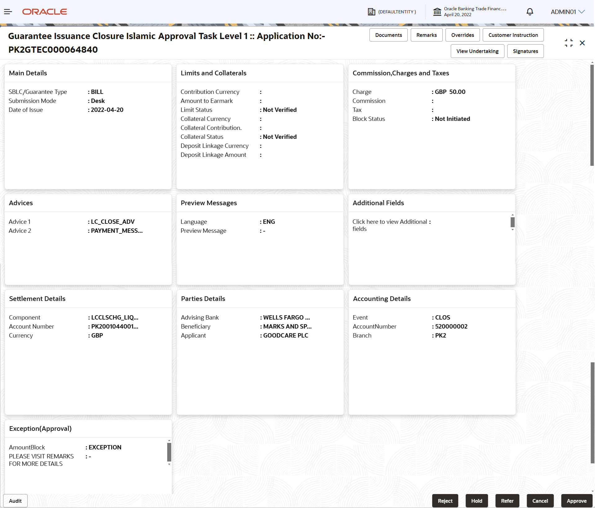 Description of approvalsummary.png follows