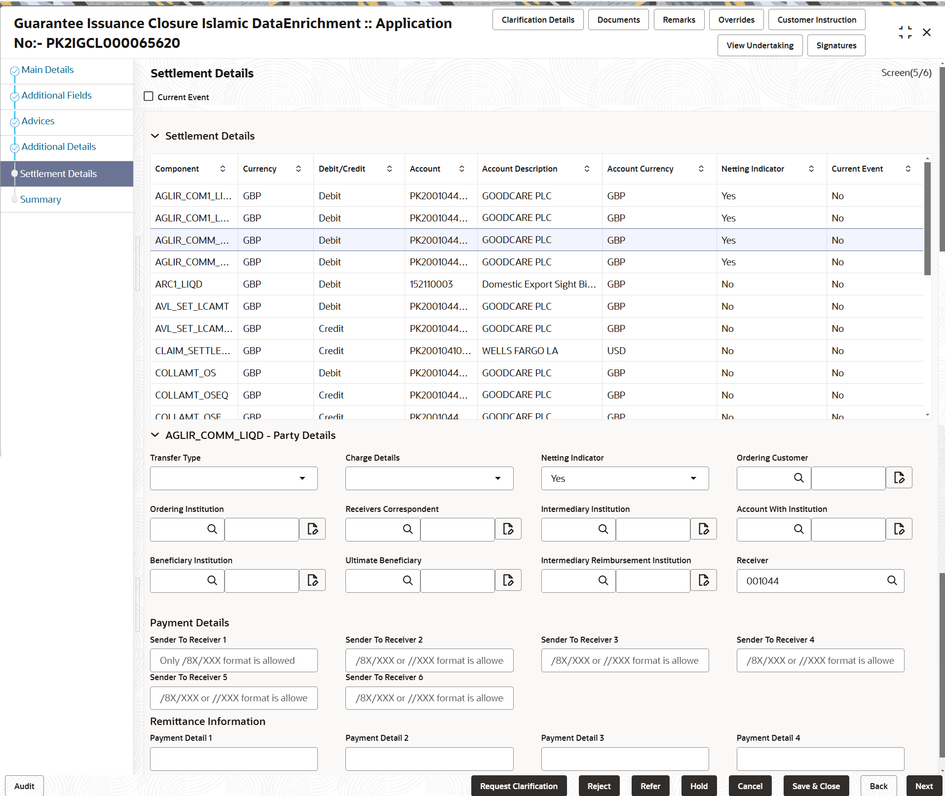 Description of desettlementdetails.png follows Description of desettlementdetails.png follows