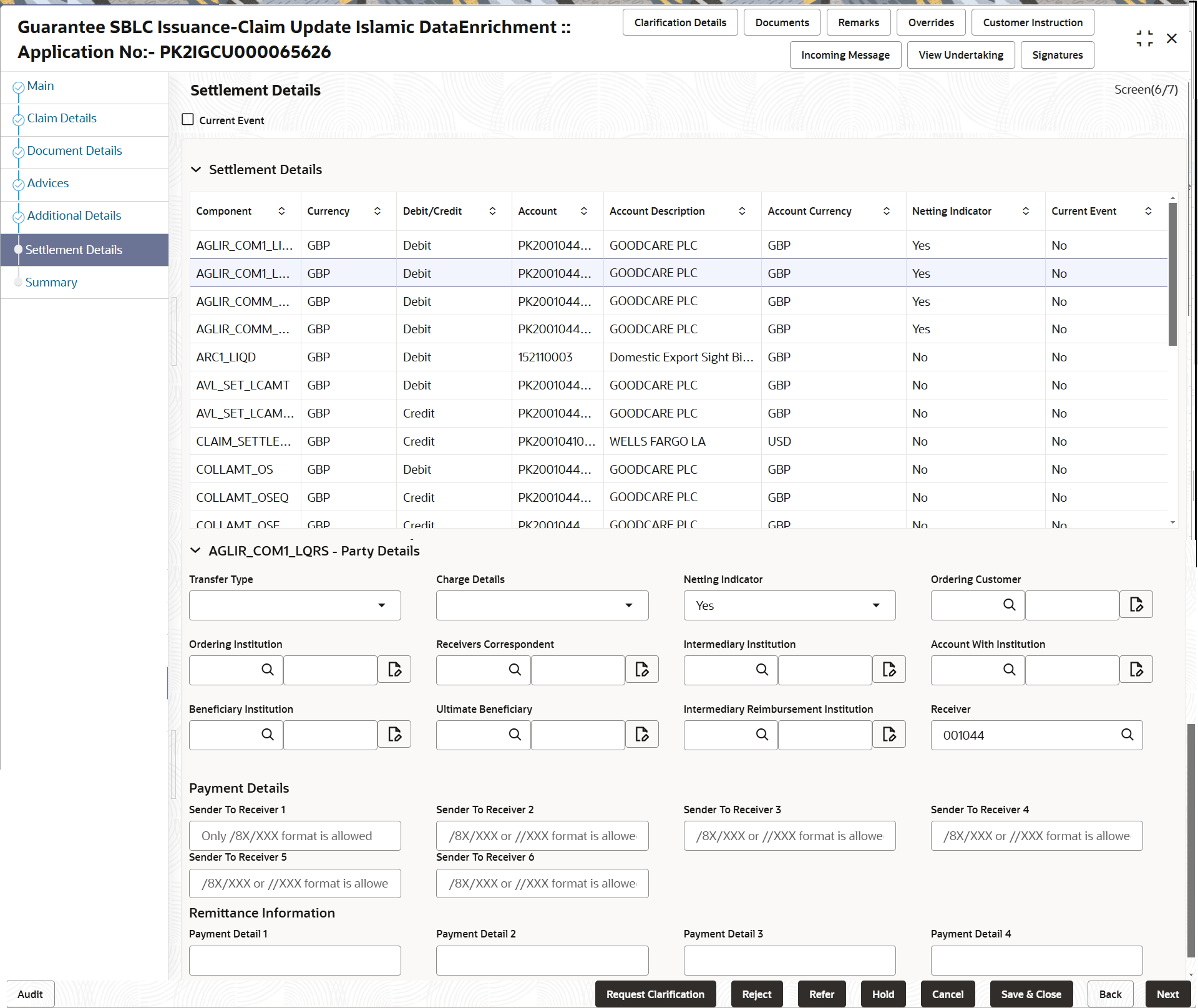 Description of desettlementdetails.png follows Description of desettlementdetails.png follows