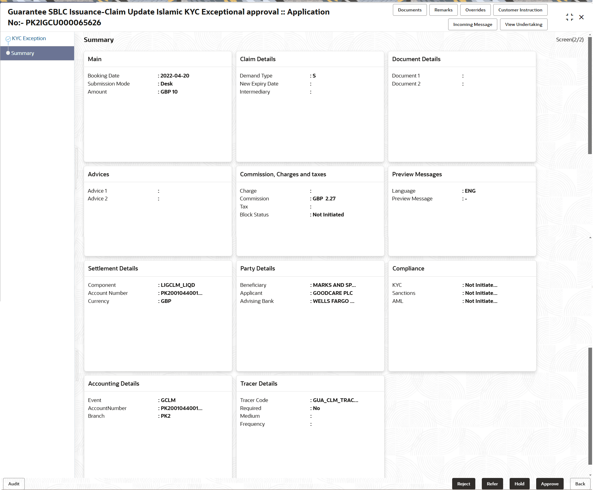 Description of kycexceptionalsummary.png follows