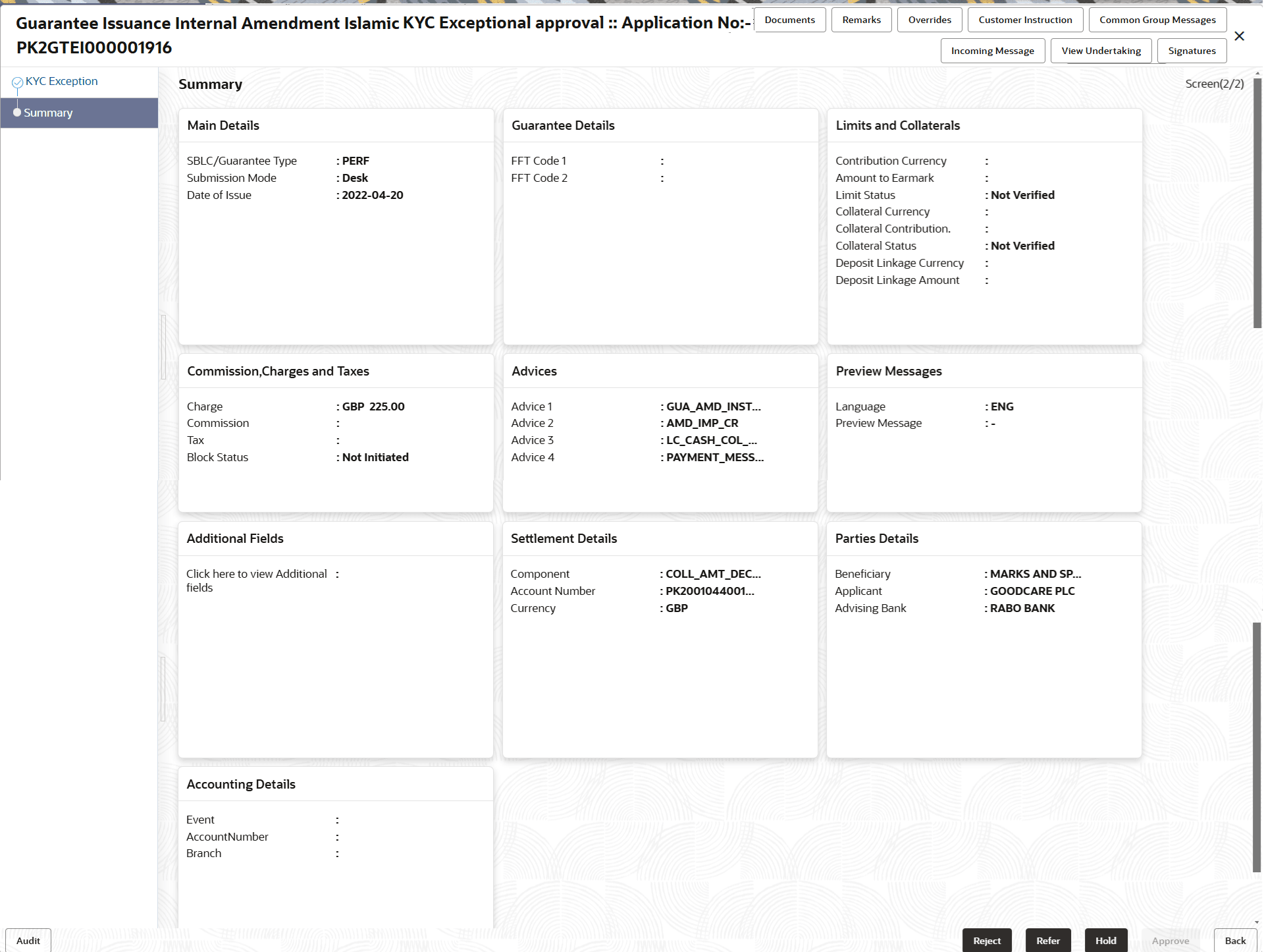 Description of kycexceptionsummary.png follows