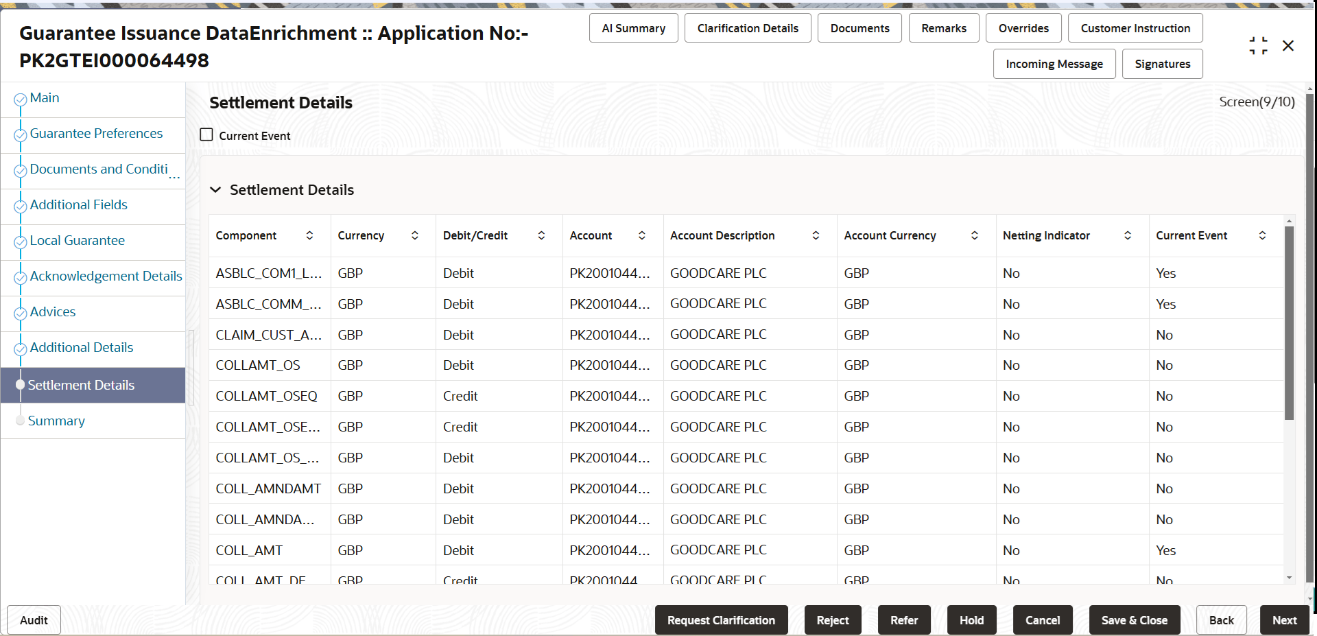 Description of desettlementdetails.png follows Description of desettlementdetails.png follows