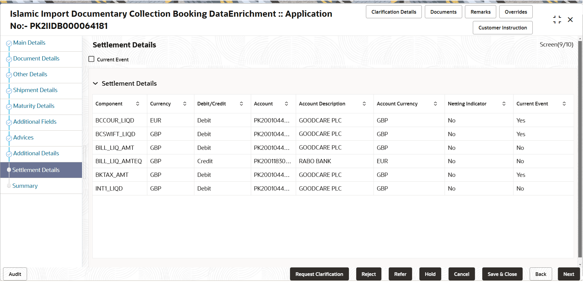 Description of desettlementdetails.png follows Description of desettlementdetails.png follows