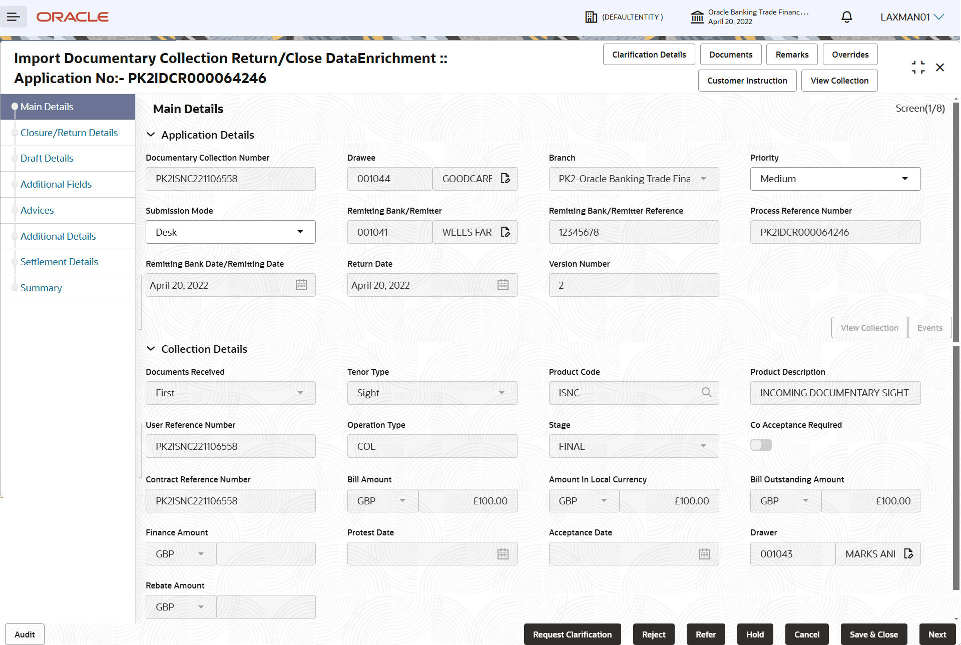 Description of demainapplicationdetails.png follows
