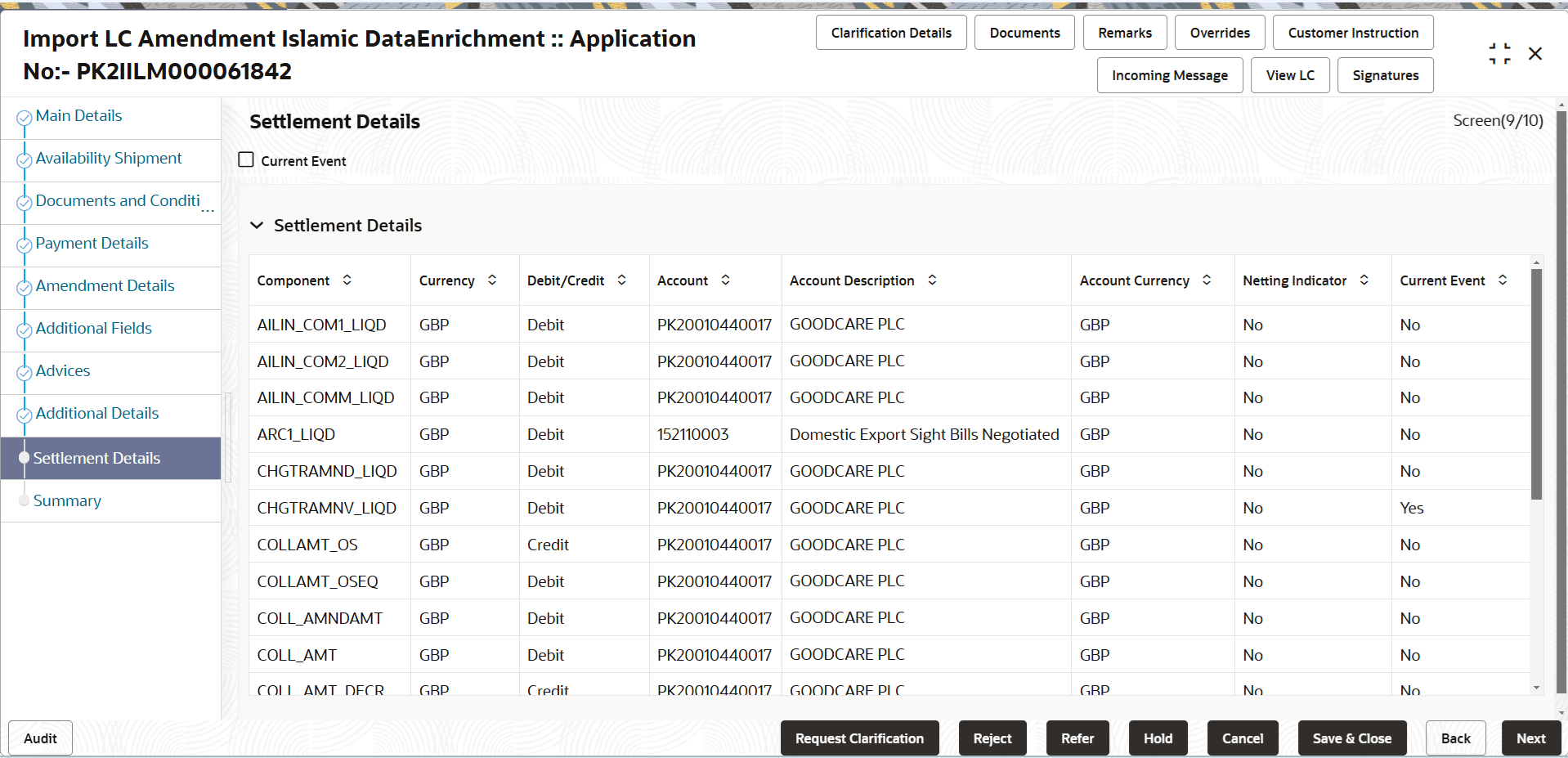 Description of desettlementdetails.png follows Description of desettlementdetails.png follows