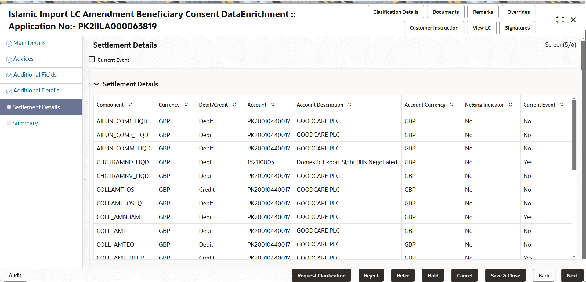 Description of desettlementdetails.png follows