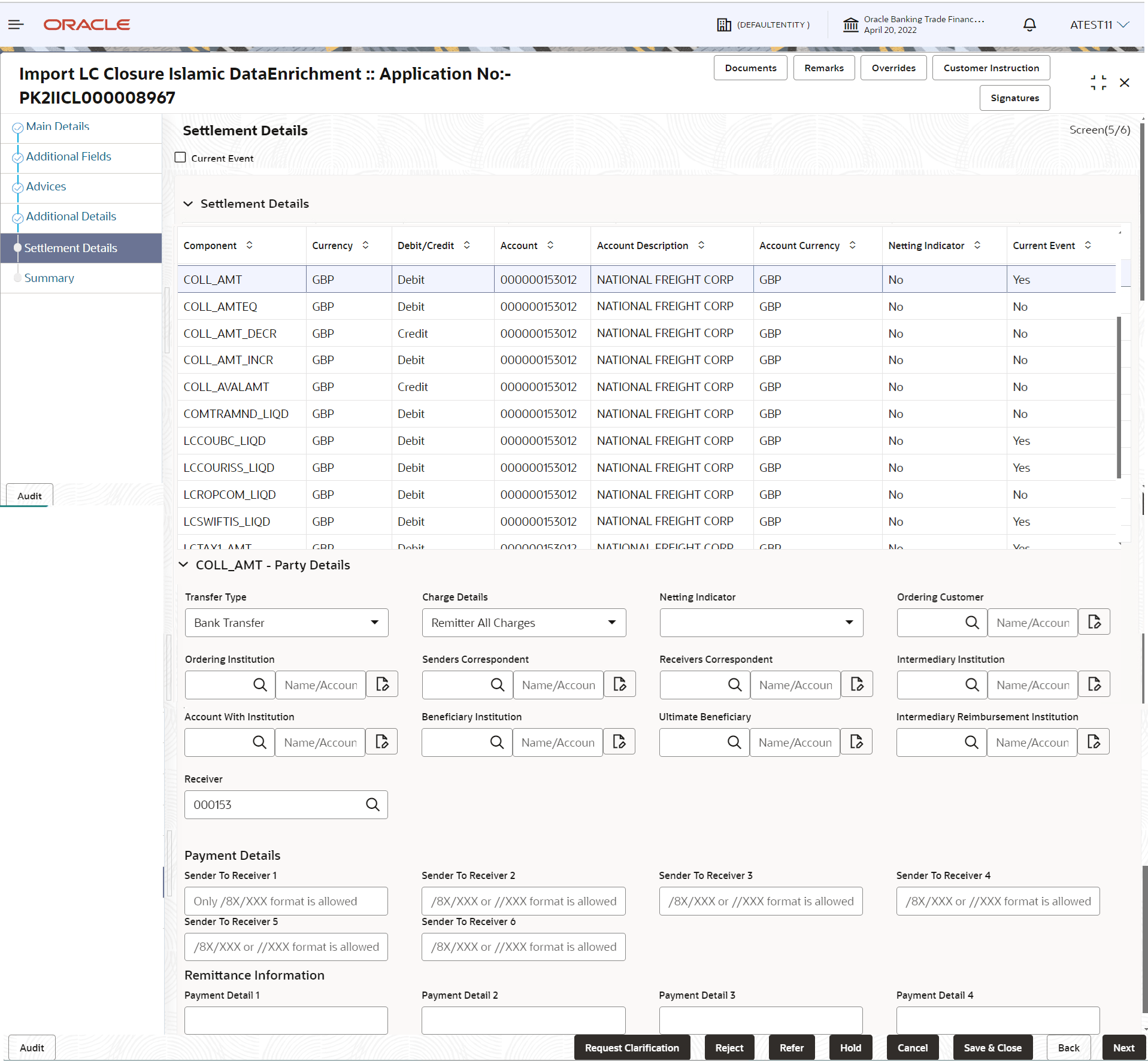 Description of desettlementdetails.png follows