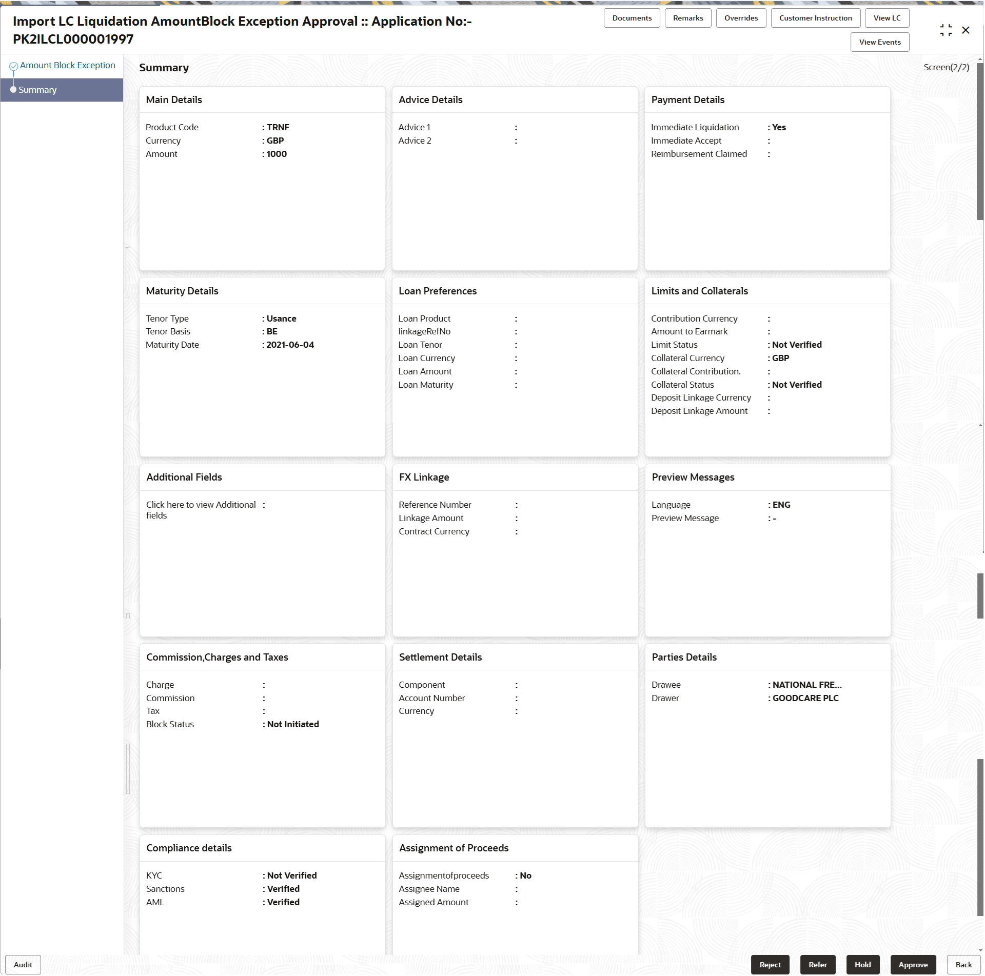 Description of amountblockexceptionsummary.png follows Description of amountblockexceptionsummary.png follows