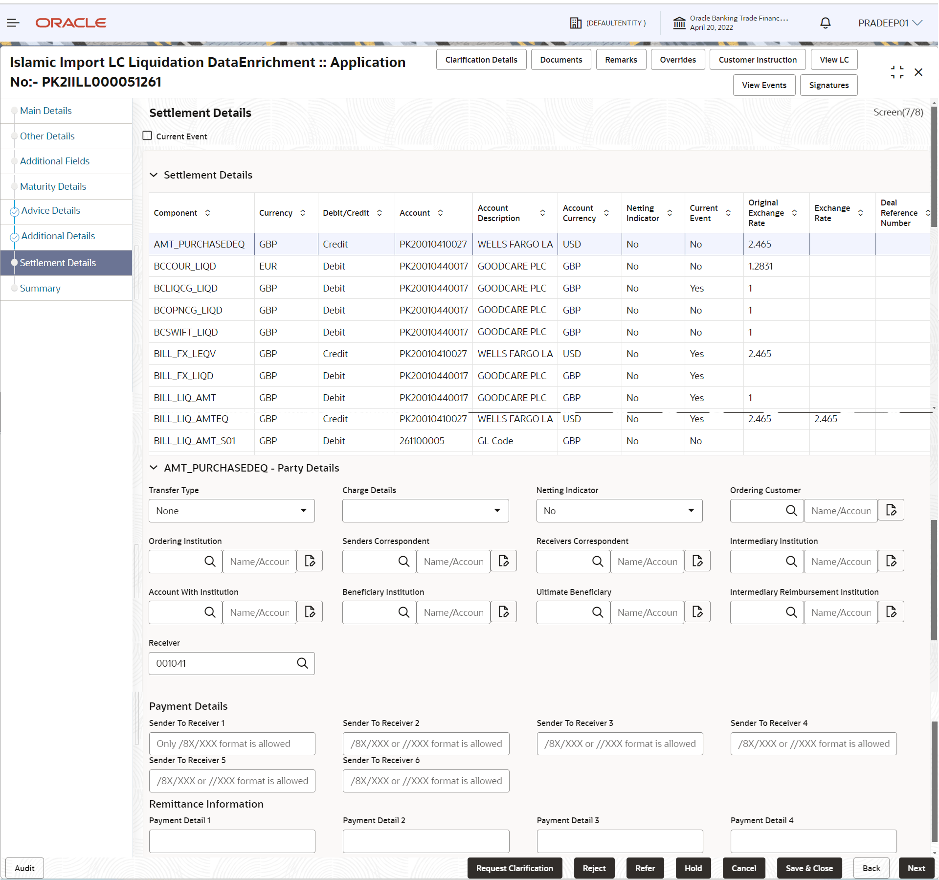 Description of desettlementdetails.png follows Description of desettlementdetails.png follows