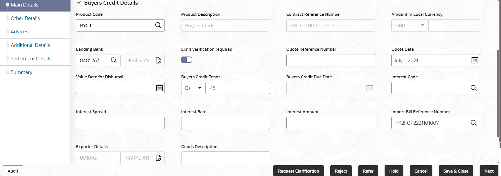 Description of demainbuyerscreditdetails.png follows Description of demainbuyerscreditdetails.png follows