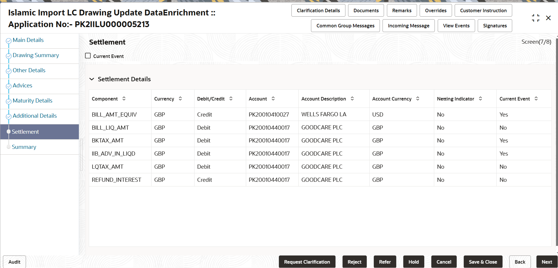 Description of desettlementdetails.png follows Description of desettlementdetails.png follows