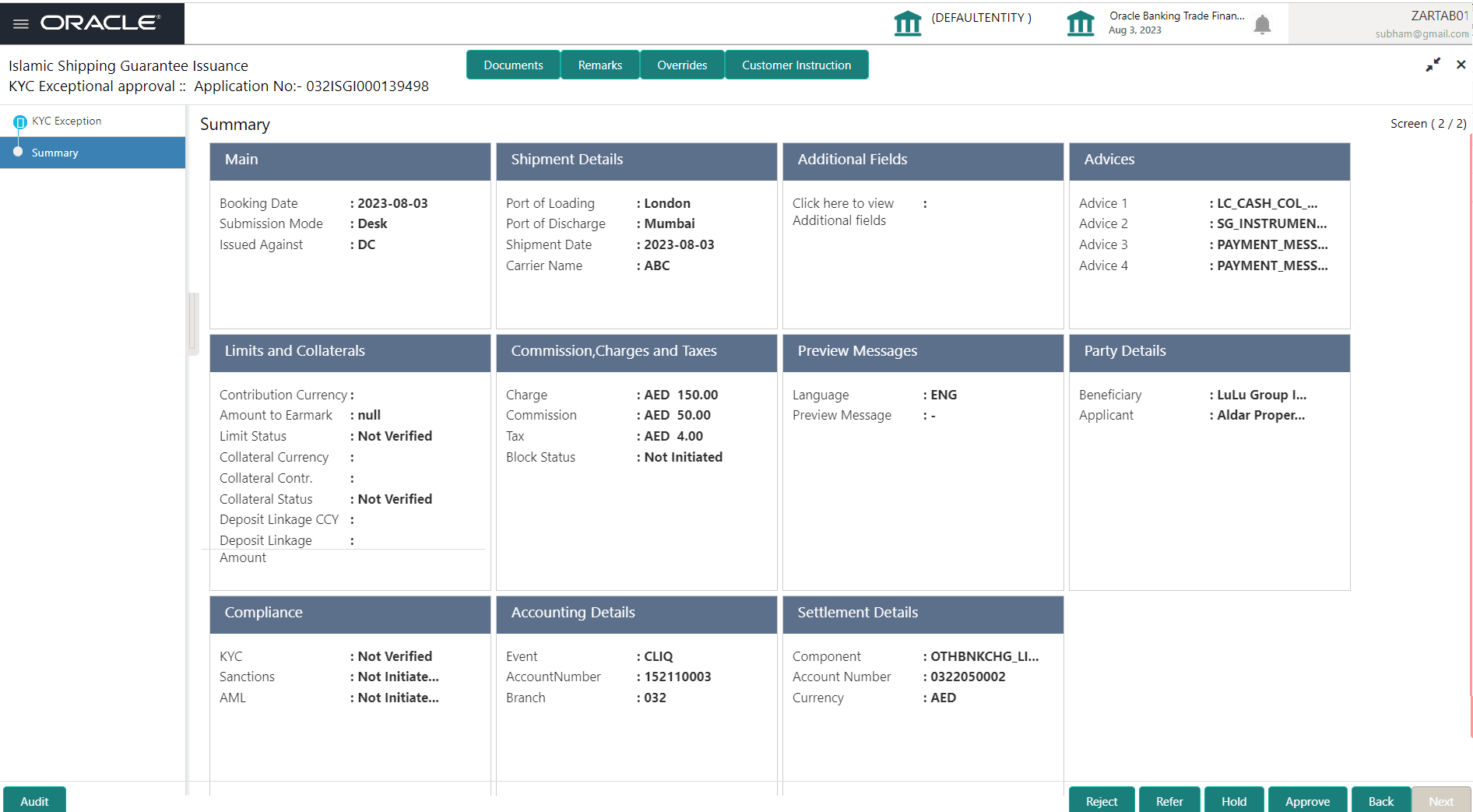 Description of kycexceptionalapprovalsummary.png follows Description of kycexceptionalapprovalsummary.png follows