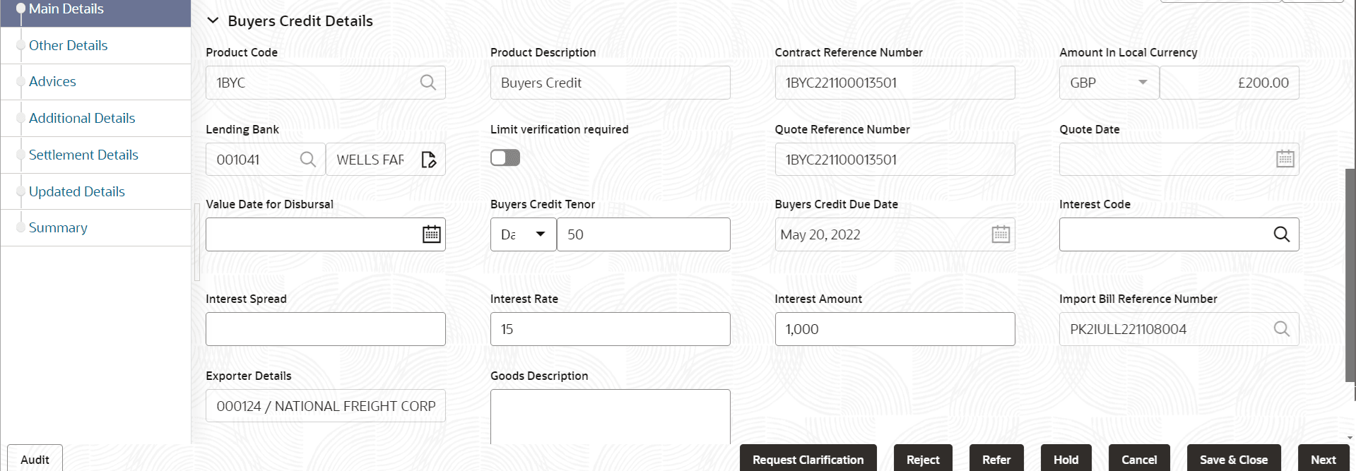 Description of demainbuyerscreditdetails.png follows
