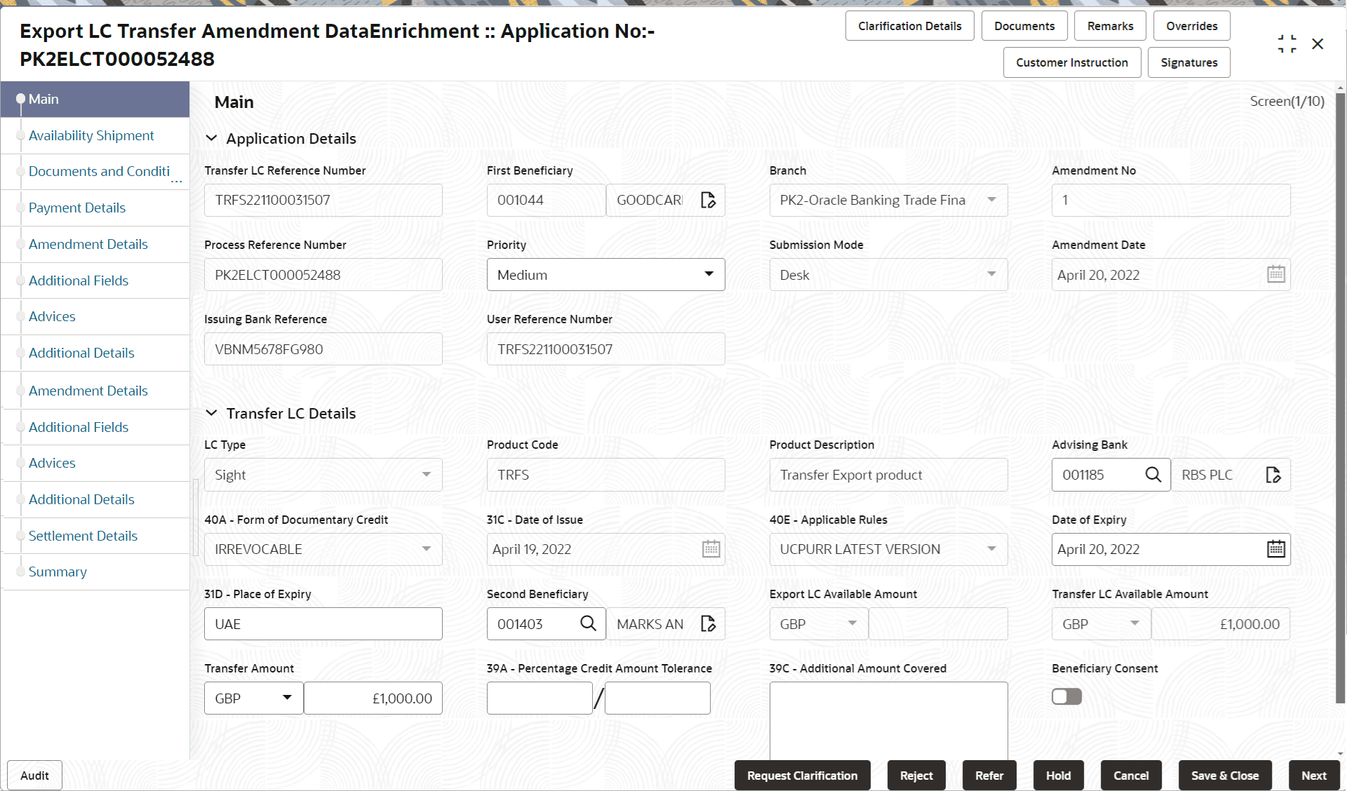 Description of demainapplicationdetails.png follows