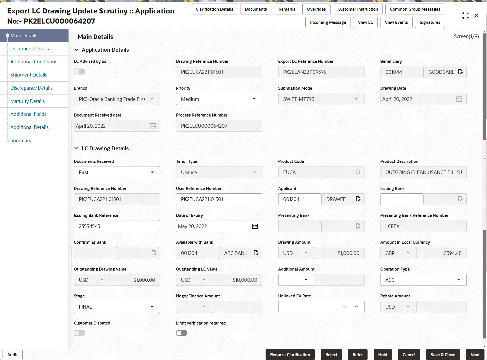 Description of scrutinymainapplicationdetails.png follows