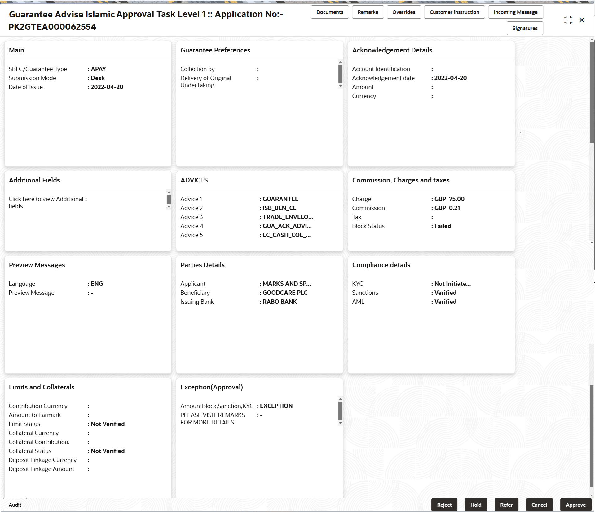 Description of approvalsummary.png follows