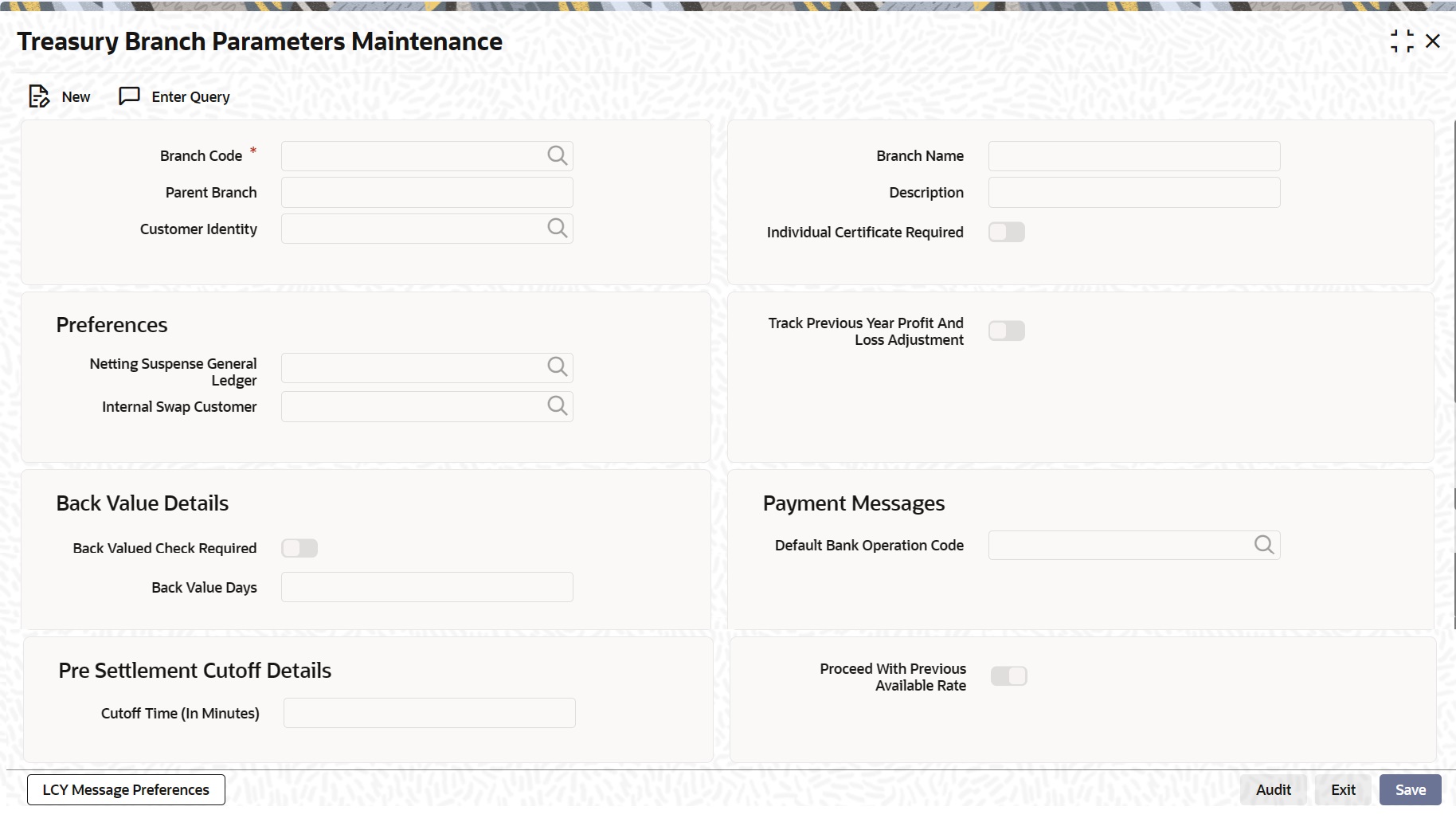 Description of treasurybranchparametersmaintenance-cvs-main.jpg follows