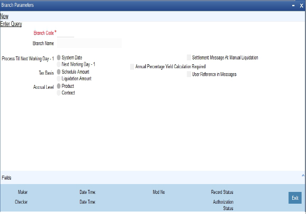 Branch parameters