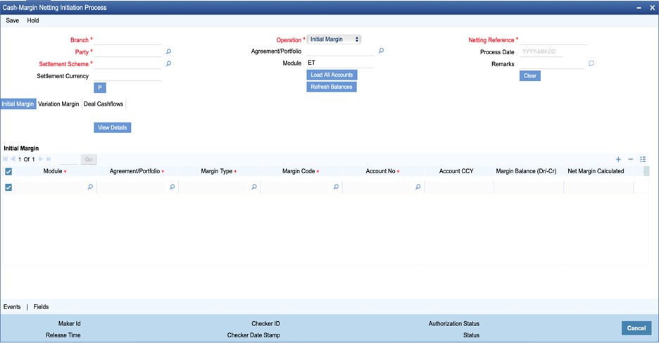 Cash-Margin Netting Initiation Process