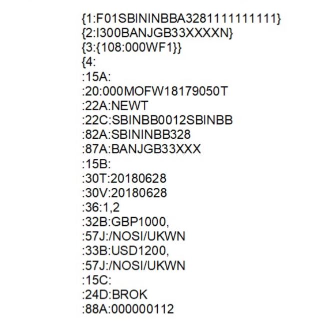 Shows the sample message FX confirmation Shows the sample message FX confirmation