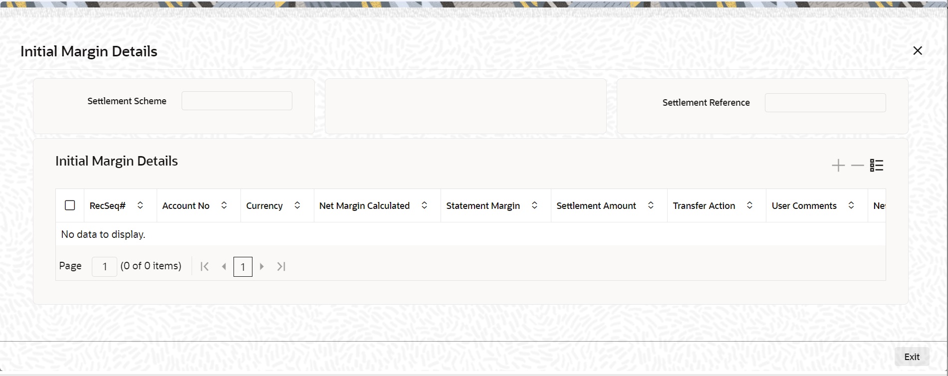 Initial Margin Details Initial Margin Details