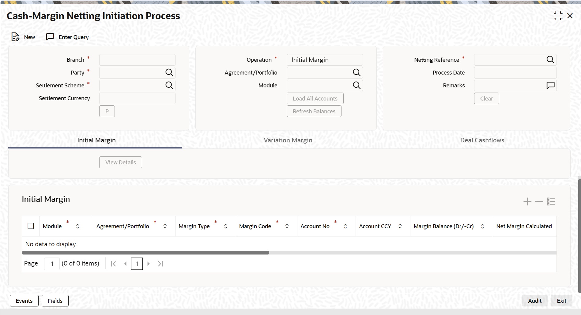 Cash-Margin Netting Initiation Process