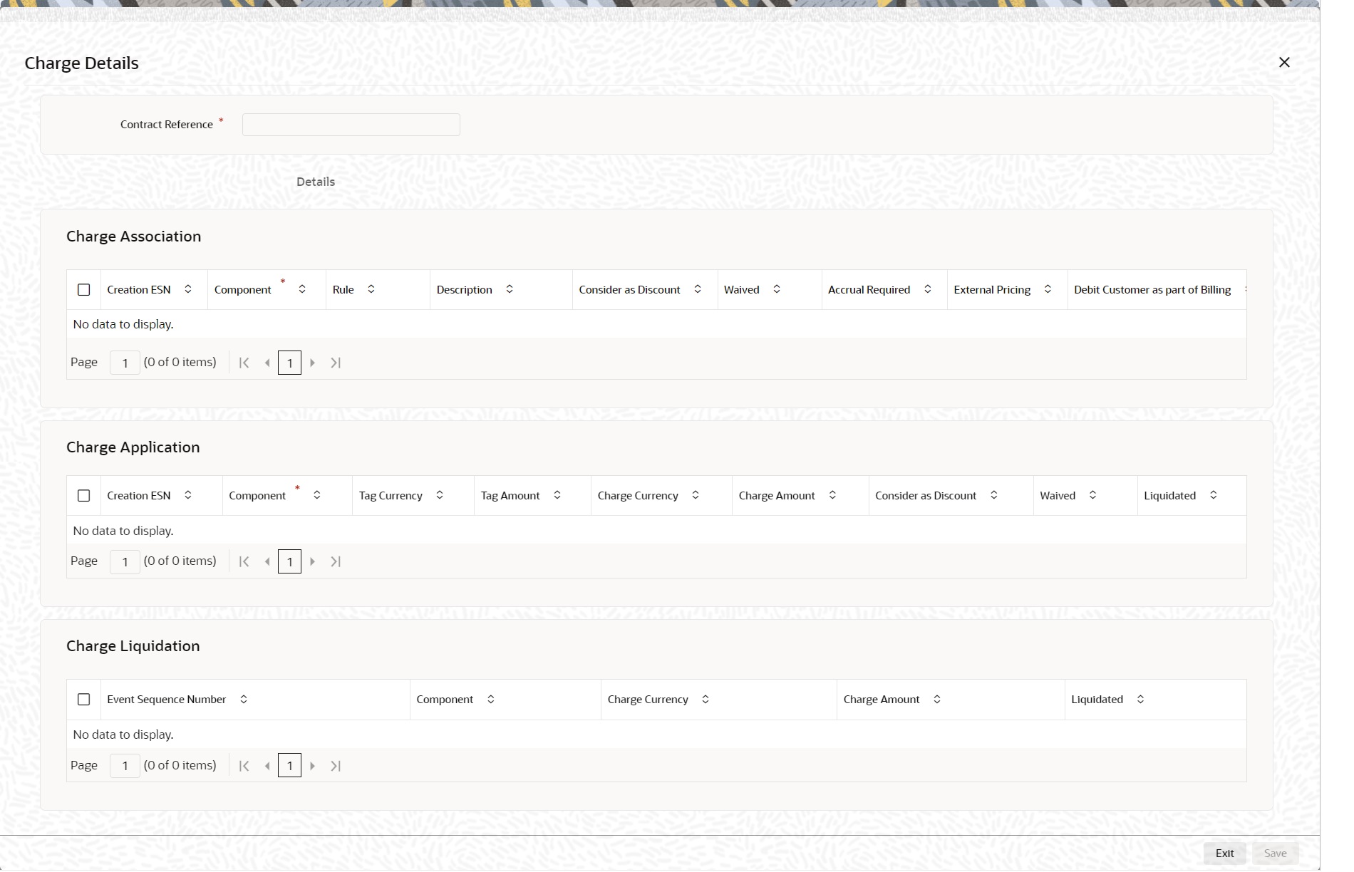 Charge DEtails Charge DEtails