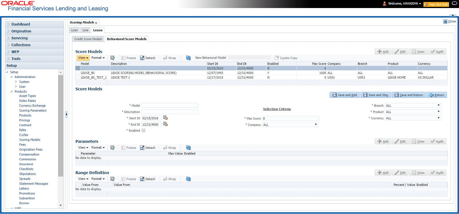 Behavioral Score Models - Lease