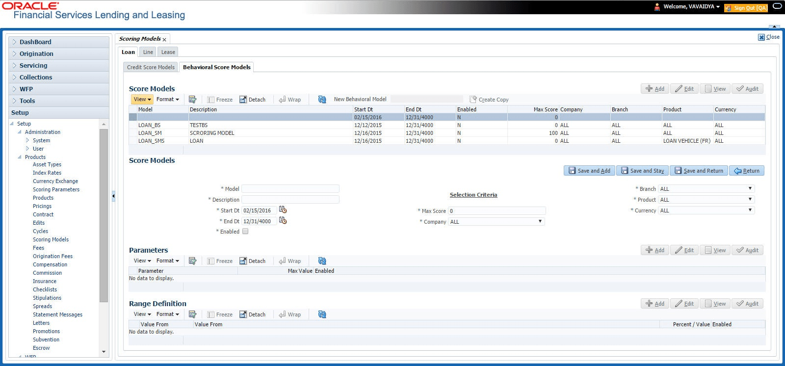 Behavioral Score Models - Loan