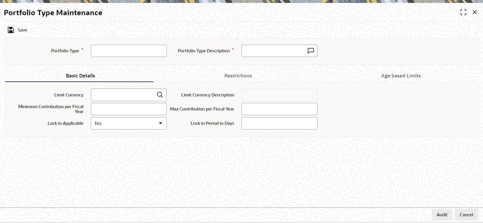 Process Portfolio Type Maintenance Detail