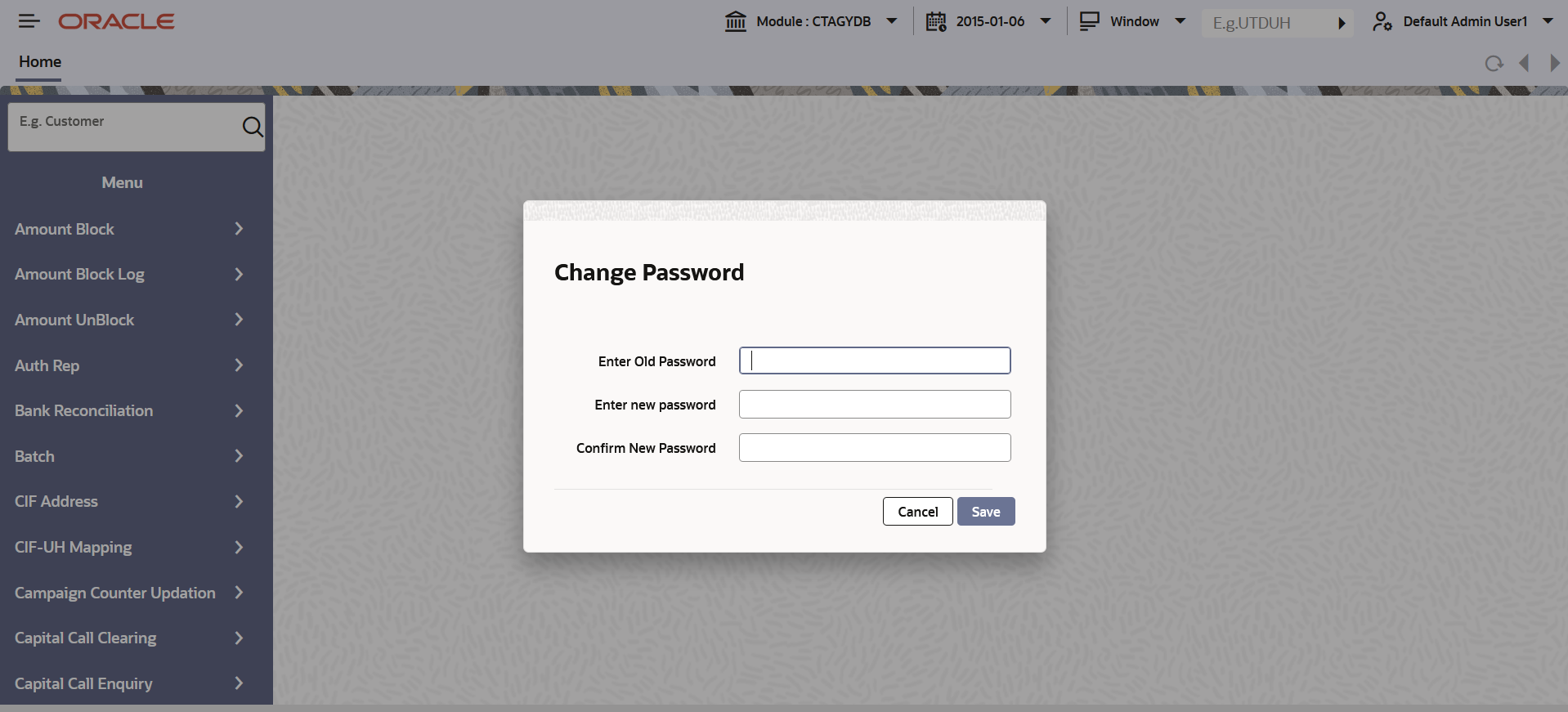 Change Password Window