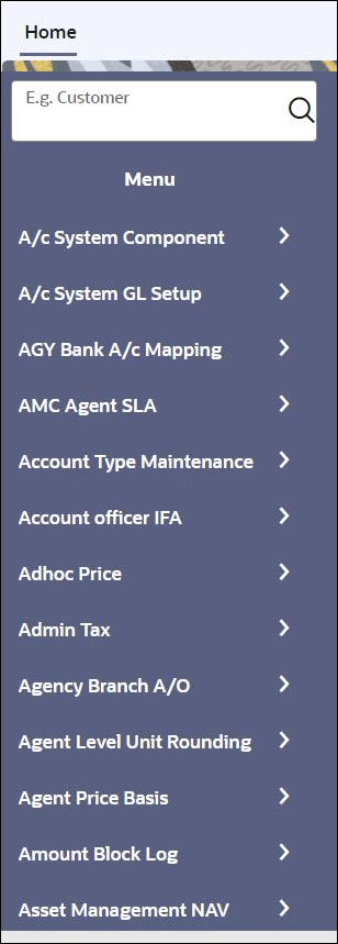 Home menu_Search Option