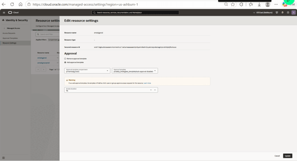 Edit resource settings