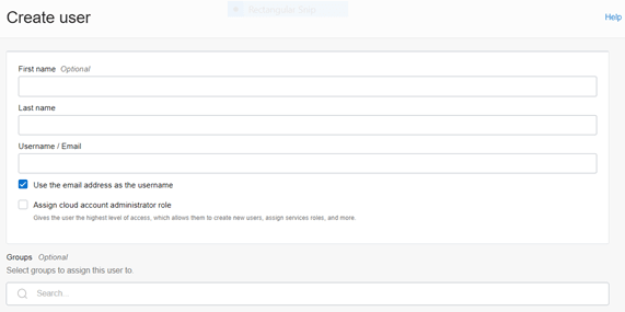 Create user page Create user page