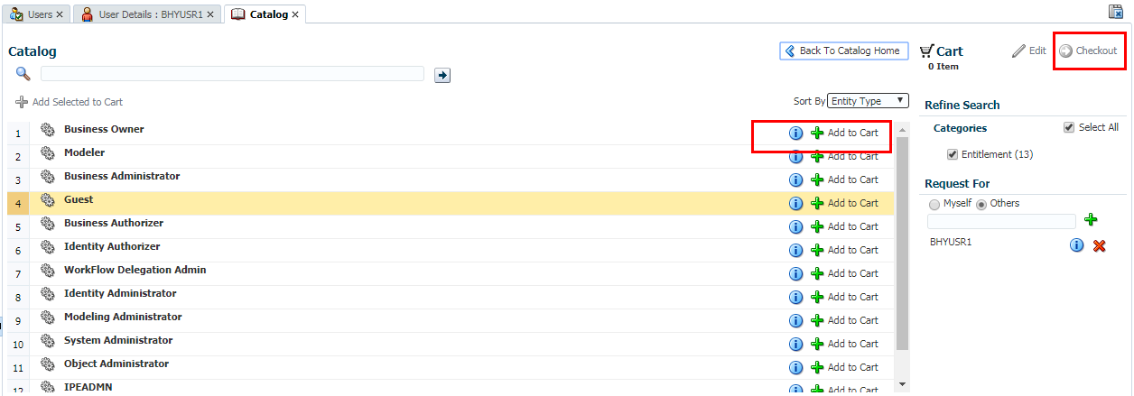 This image displays the Catalog- Cart Details window.