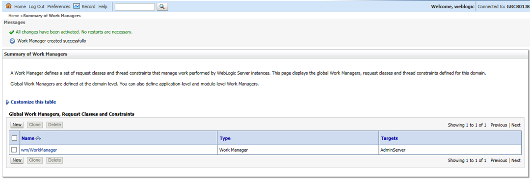 This image displays the New Work Manager Component window.
