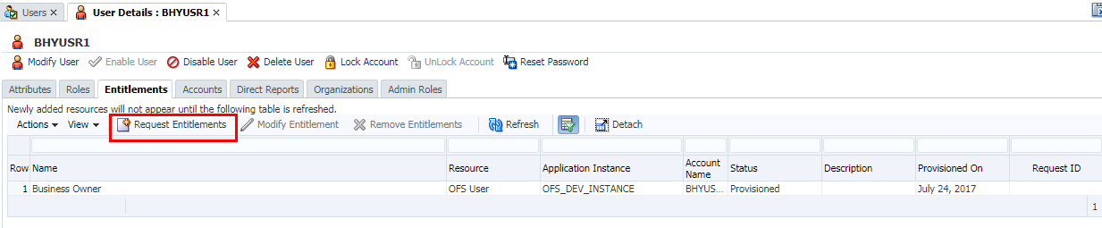 This image displays the OIM Identity Console.