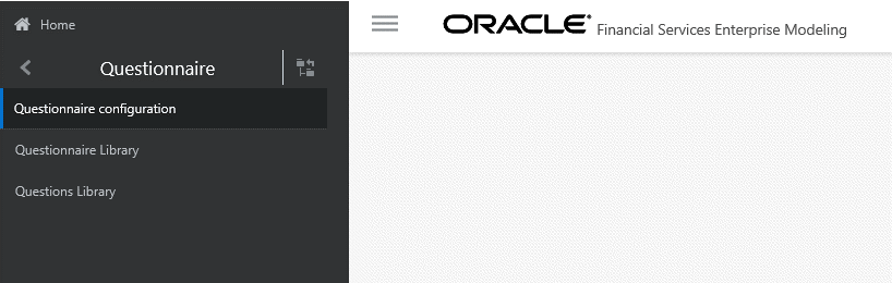 This image displays the Questionnaire configuration navigation.