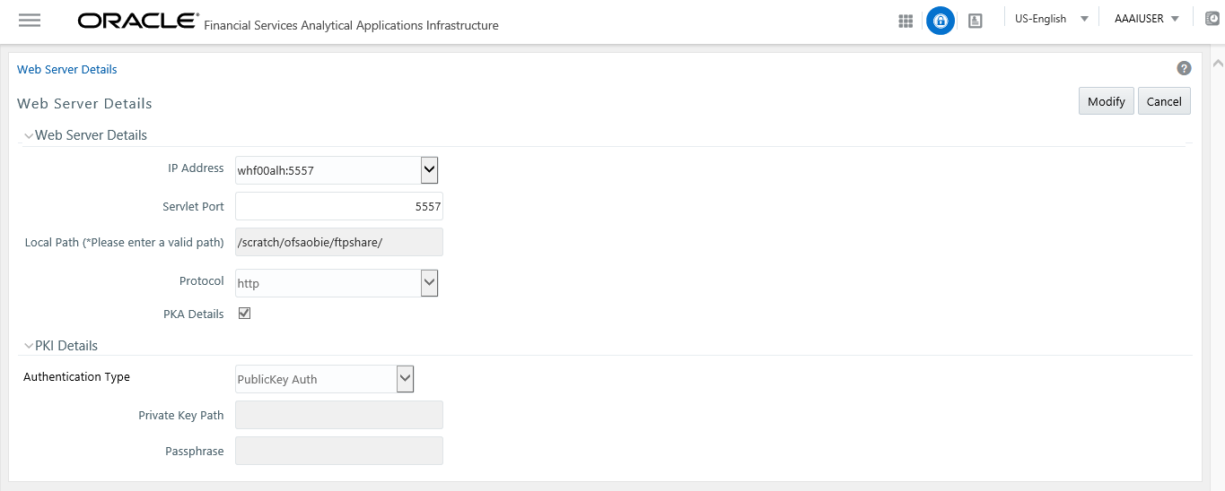 This image displays the Web Server Details page.