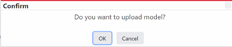 This image displays the Click Upload Model dialog box.