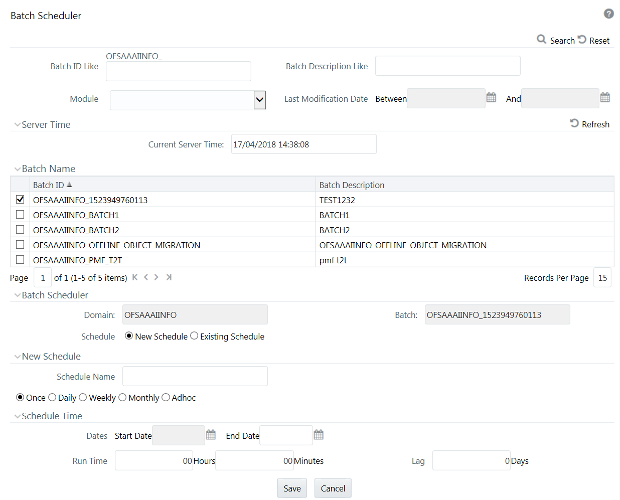 Batch Scheduler window