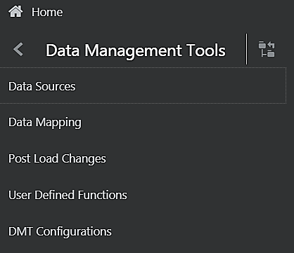 This image displays the Data Management Tools Menu.