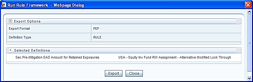 This image displays the Export Dialog window.