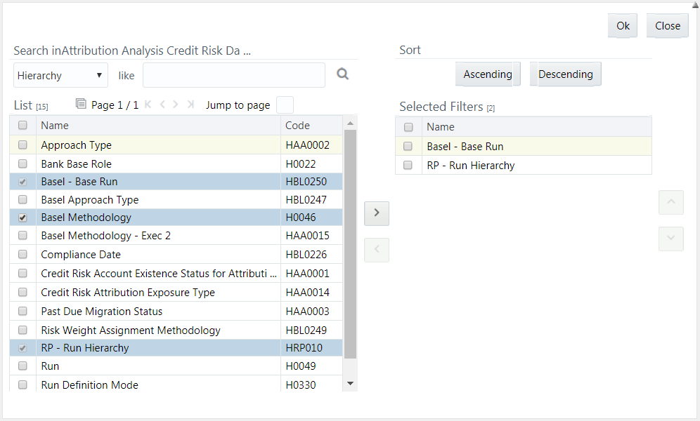 This image displays the Filter Selector window.